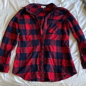 Navy blue & red flannel, Size medium